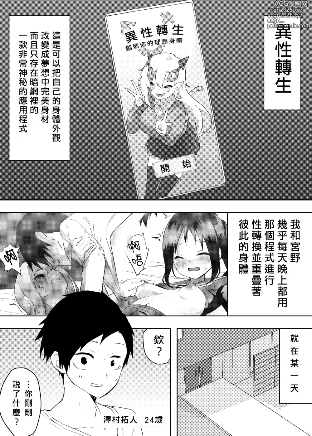 Page 2 of doujinshi 異性轉生 III 變身成理想的身體