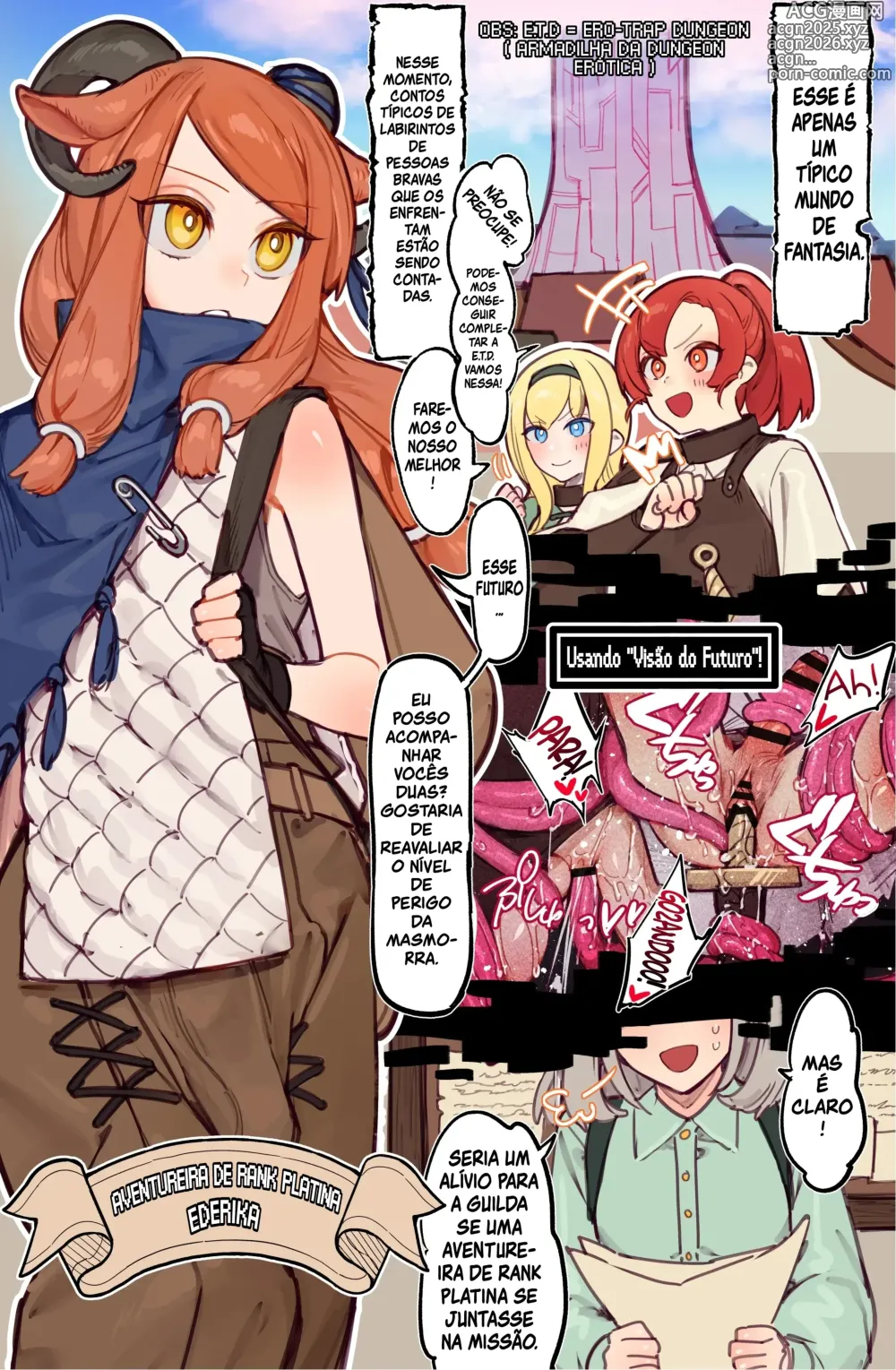 Page 2 of doujinshi Yoku Aru Ero Trap Dungeon Mono -Mirai ga Mieru kara ETD nante Yoyuu dashi Joukyuu Boukensha ga Seiyoku ni Makeru Wake Nai Hen-