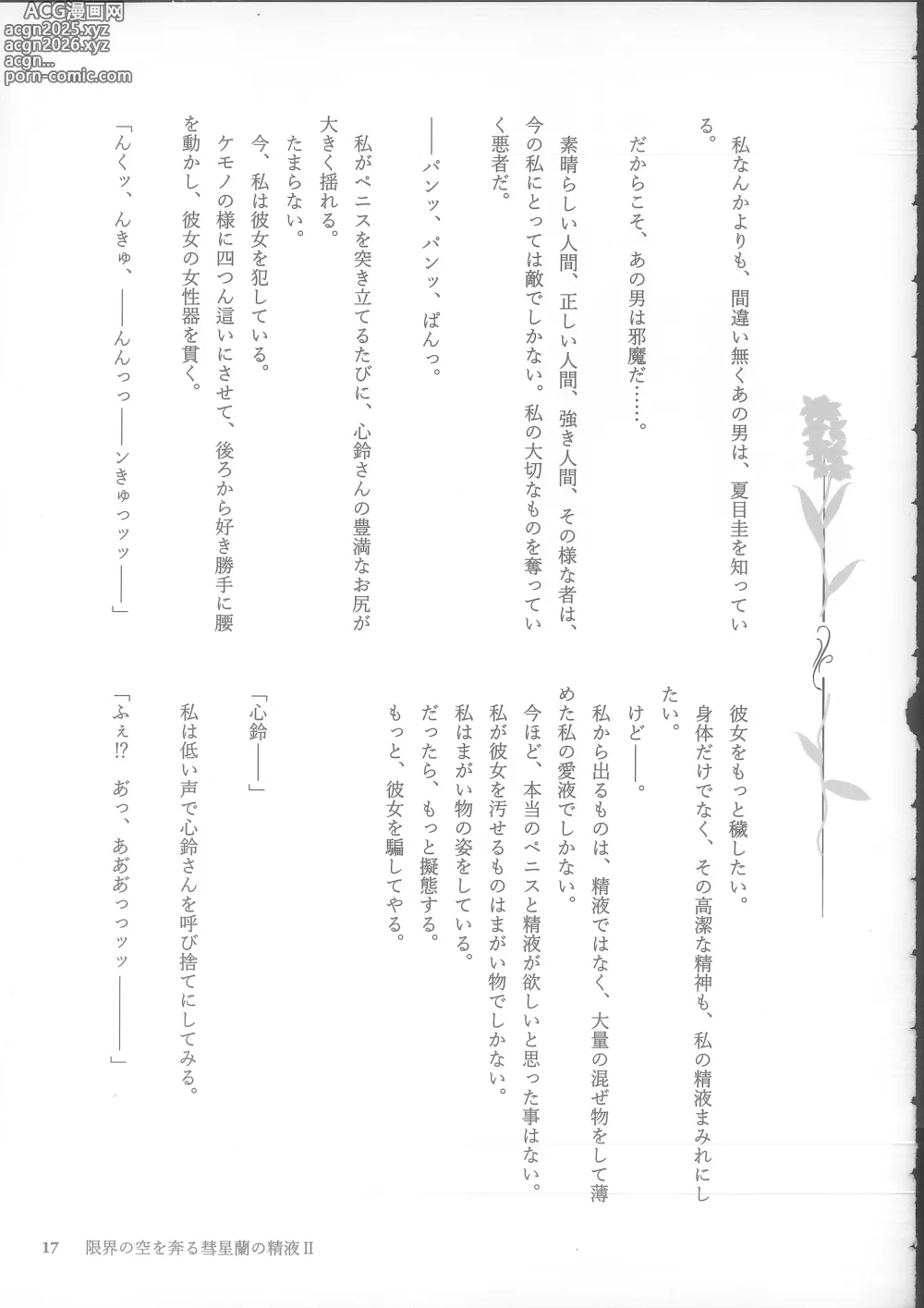 Page 17 of doujinshi Genkai no Sora wo Hashiru Suiseiran no Seieki 2
