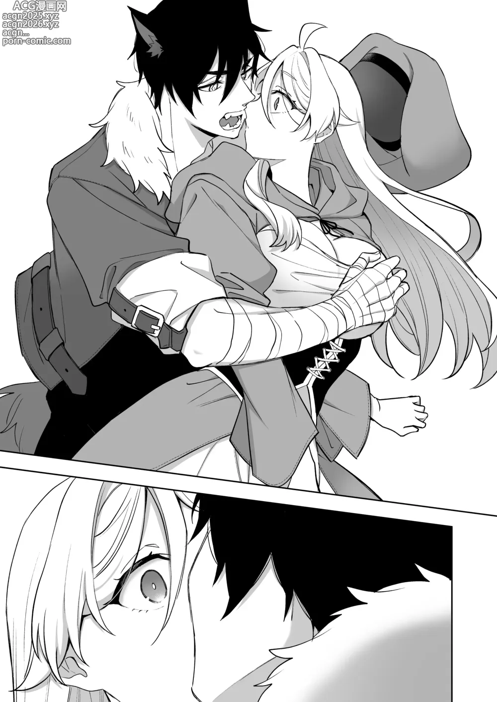 Page 21 of doujinshi Isekai Tensei Shitara Onnanoko ni Natteta Ore, Ookamiotoko no Tsugai ni Sareru
