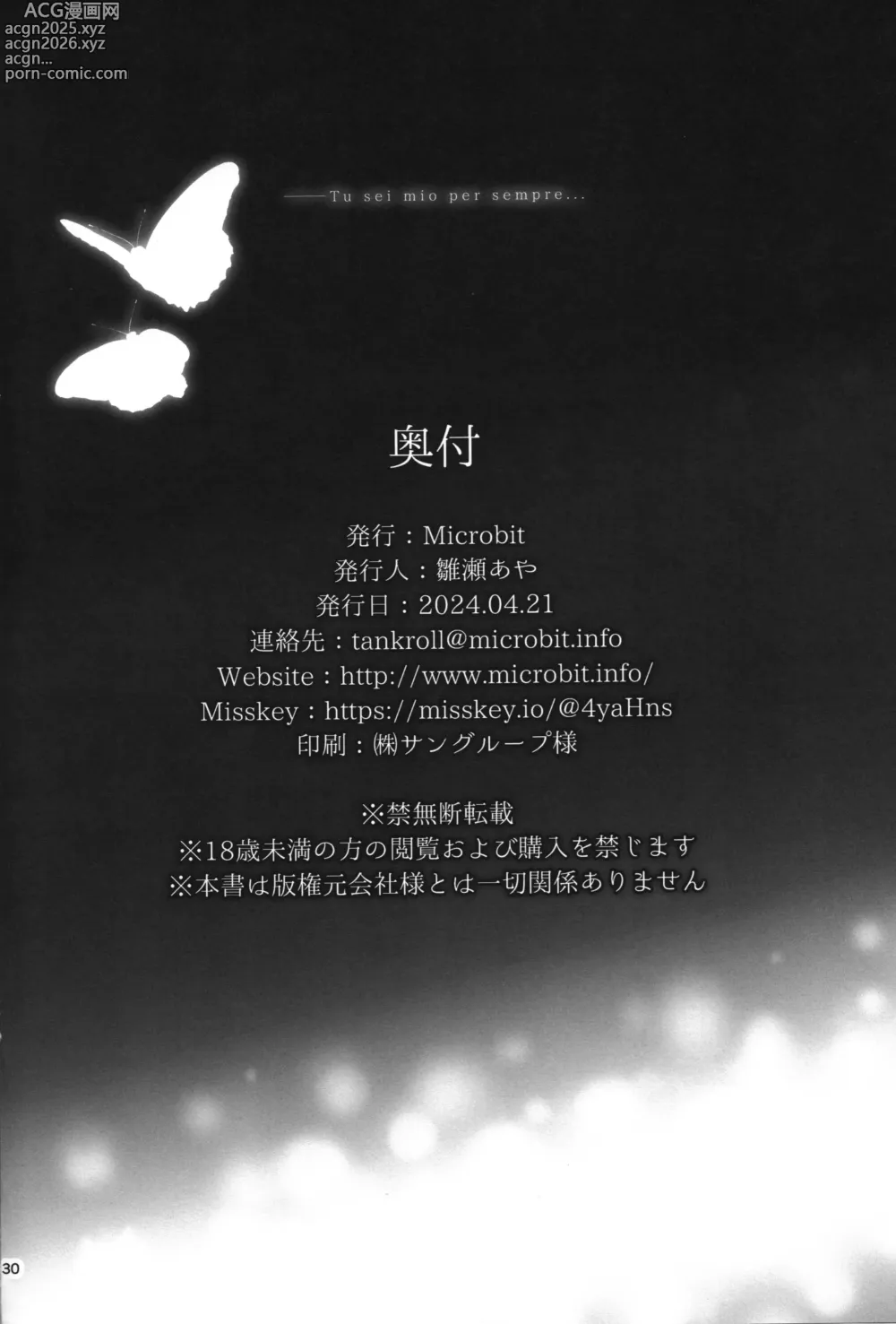 Page 30 of doujinshi Ai no Mukougawa -Sei tutto per me-