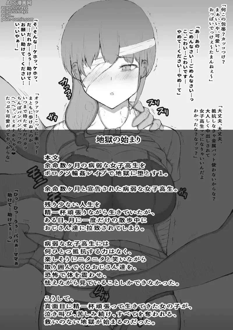 Page 2 of doujinshi Yomei Suu Kagetsu no Byoujaku Na 〇 〇 〇 〇 Wa Boroxo 〇 〇 〇 〇 〇 de Jigoku Ni Da To Su.