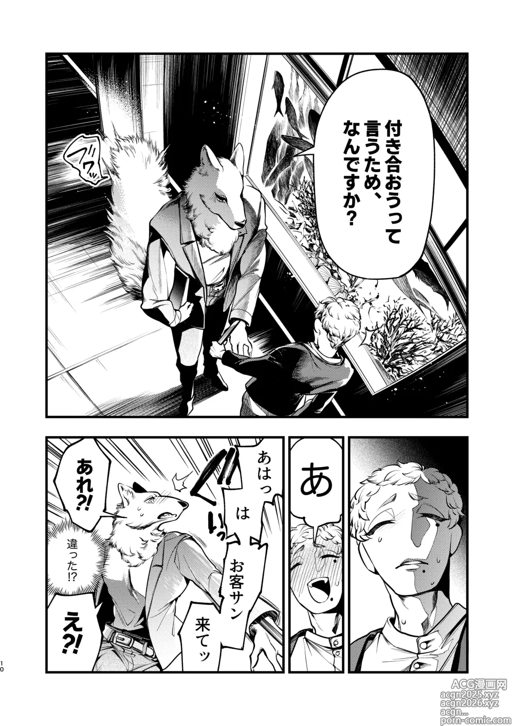 Page 9 of doujinshi Ookami Kemonobito, Ningen Fuuzoku e Iku Saishuubi!