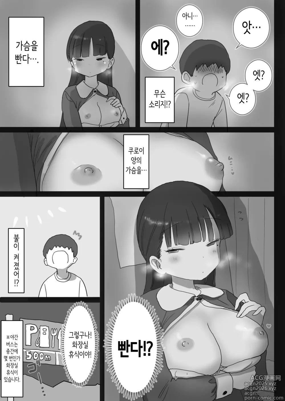 Page 19 of doujinshi 야간 버스에서도 몰래 질내사정하게 해주는 같은 반의 쿠로이 양