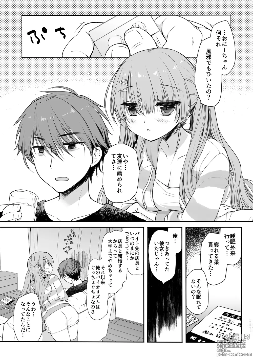 Page 4 of doujinshi Suiminyaku o Nonda Ani ni Maiban Yobai o Kakete Kuru Type no Imouto