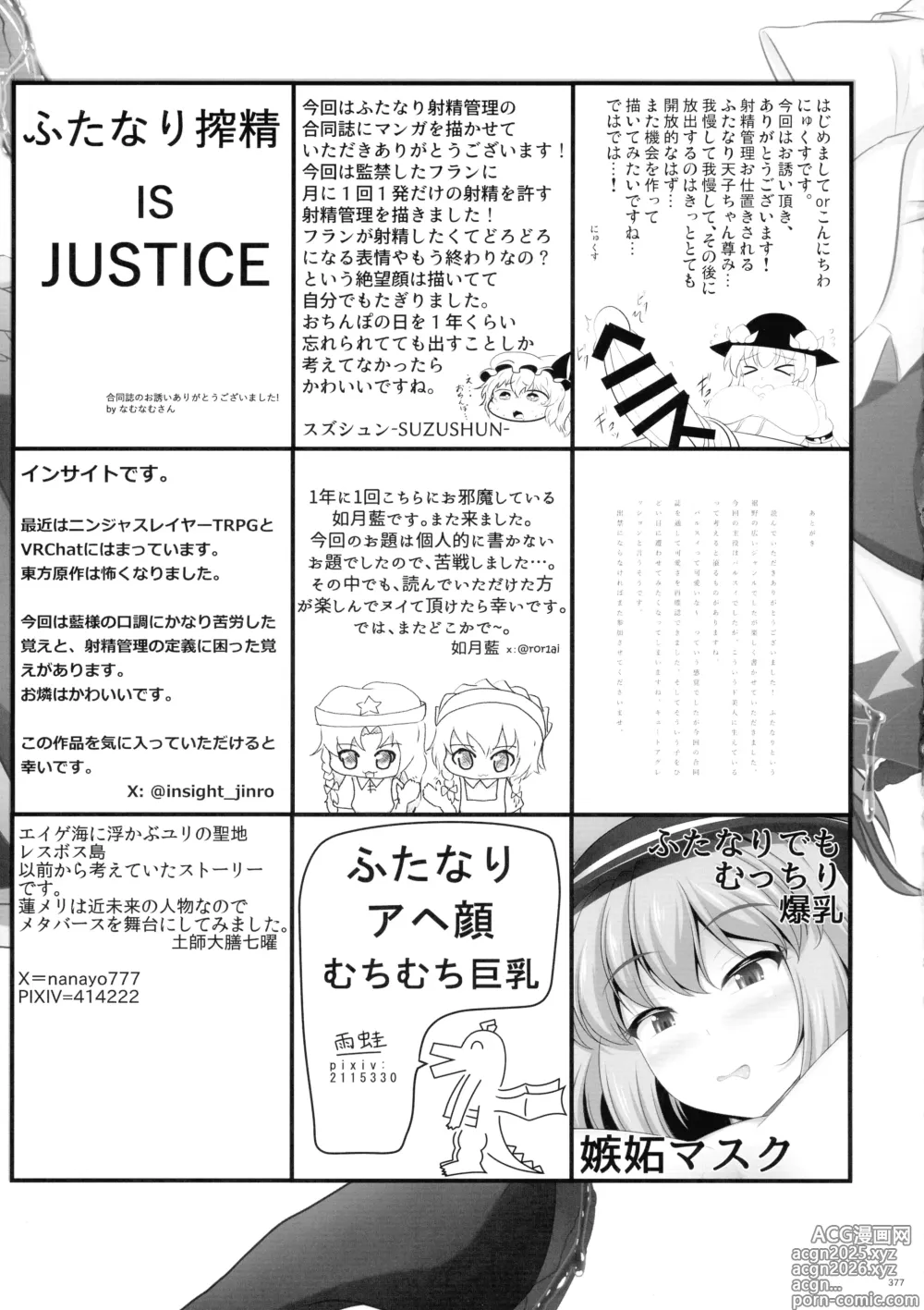 Page 376 of doujinshi Touhou Futanari Shaseikanri Goudou-shi