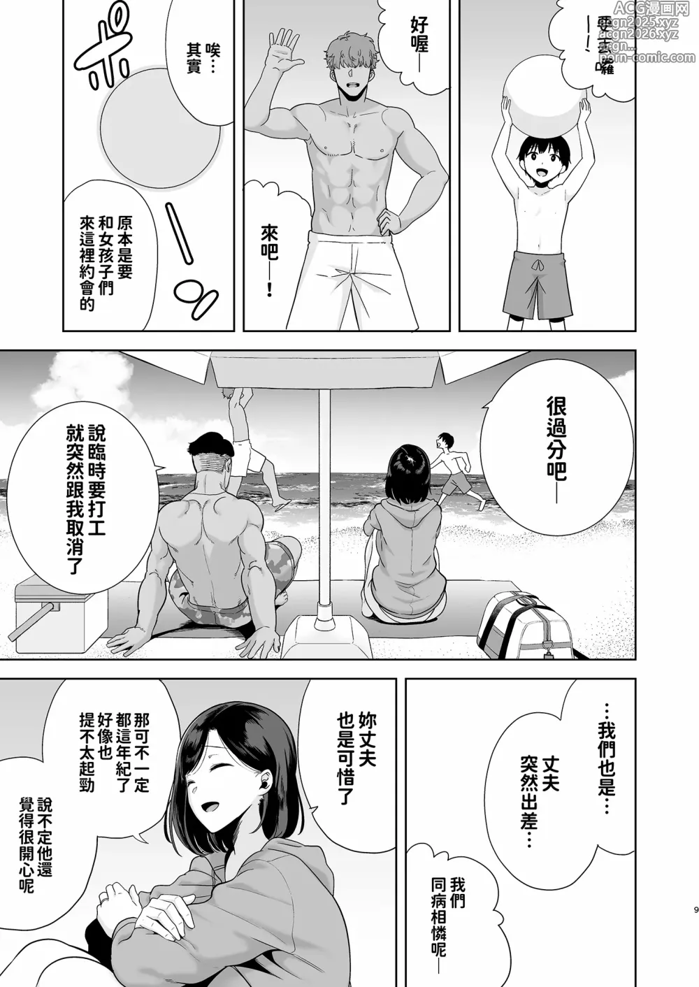 Page 9 of doujinshi 夏妻 ～夏天、旅館、墮落於搭訕男的人妻～ 無眼鏡ver.1-2