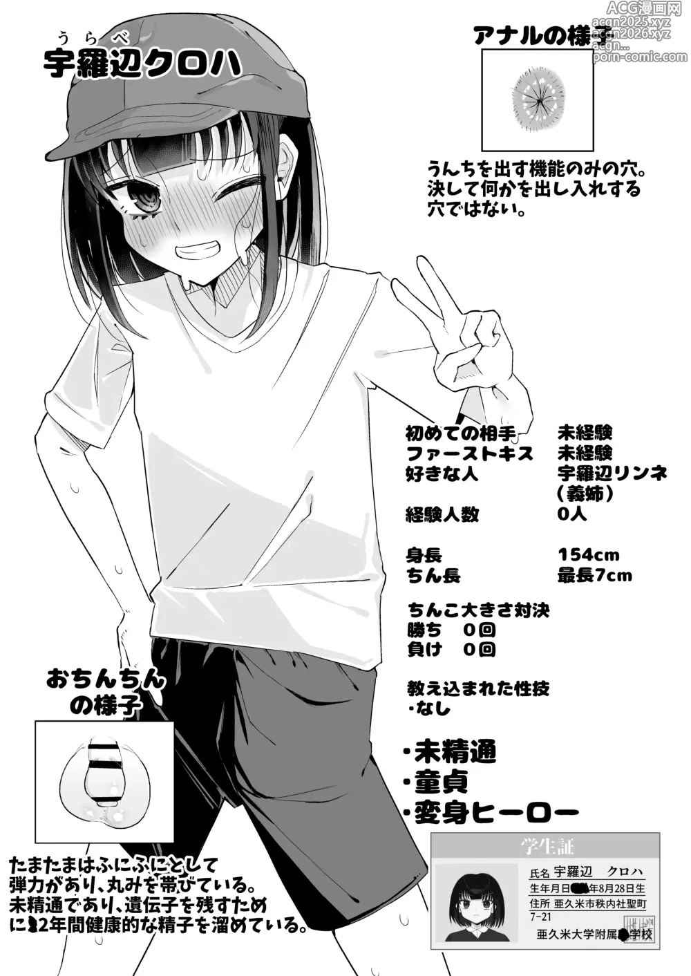 Page 3 of doujinshi Shotagaki Henshin Hero VS Warui Futanari Onee-san ~Doutei Yori Saki ni Anal Shojo Sotsugyou de Mesu Ochi Haiboku!~