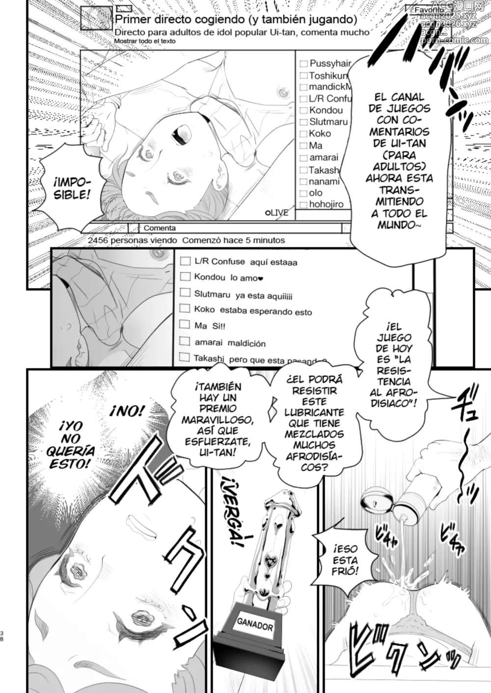 Page 38 of doujinshi Otokonoko Haishinsha Nagesen ni Noserarete Hamerarechaimashita