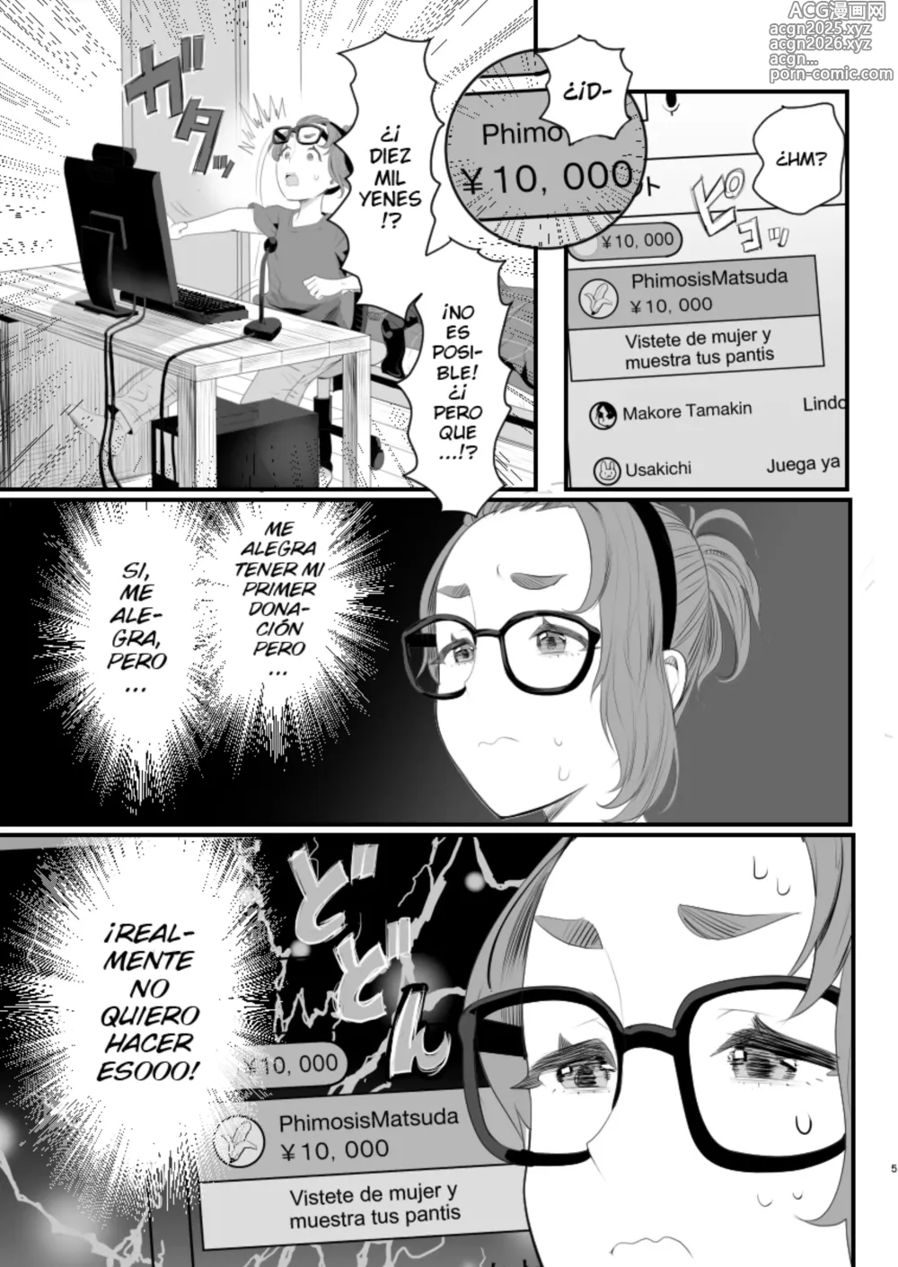Page 5 of doujinshi Otokonoko Haishinsha Nagesen ni Noserarete Hamerarechaimashita