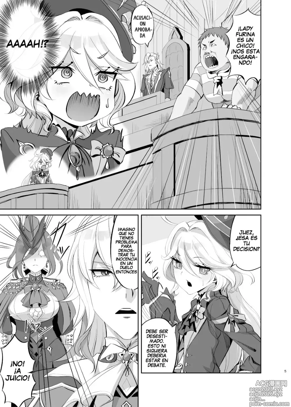 Page 4 of doujinshi ¡No Soy Un Chico! ~El Juicio de la Arconte Hydro Sospechosa de Ser Hombre~