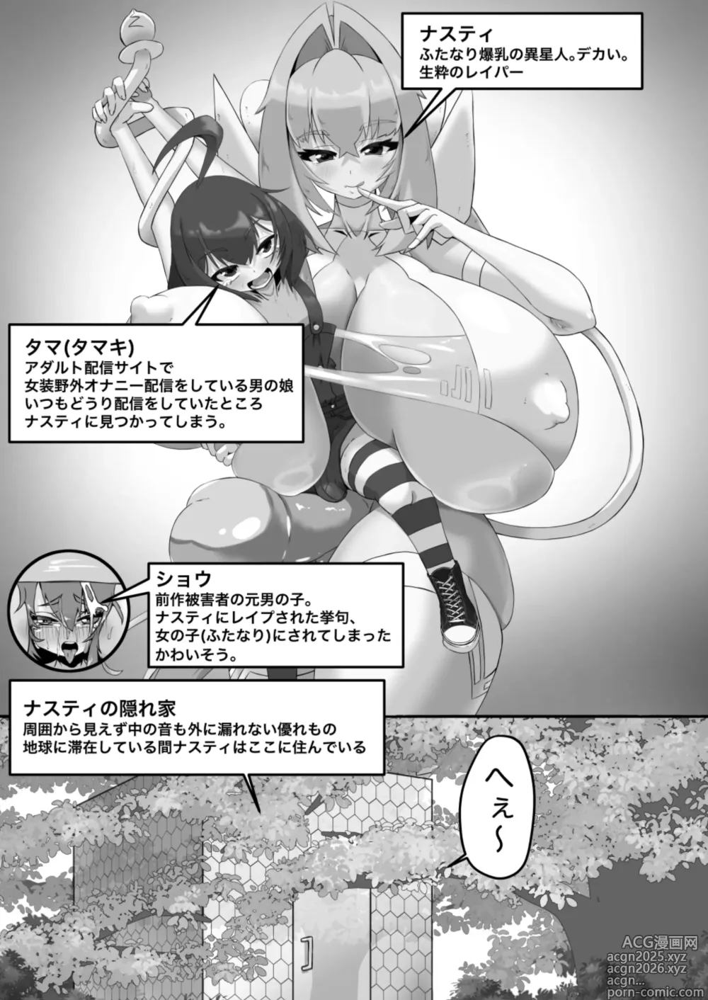 Page 3 of doujinshi Futanari Bakunyuu Iseijin ~Otokonoko Haishinsha to Koubo Hen~