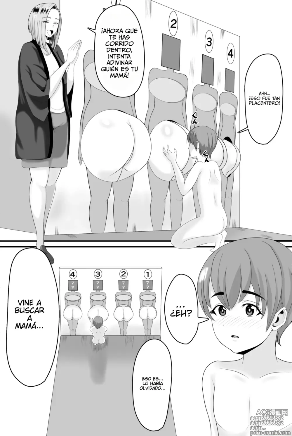 Page 47 of doujinshi Si quieres ayudar a una mamá de grandes tetas y culo Grande, intenta adivinar su cuerpo desnudo
