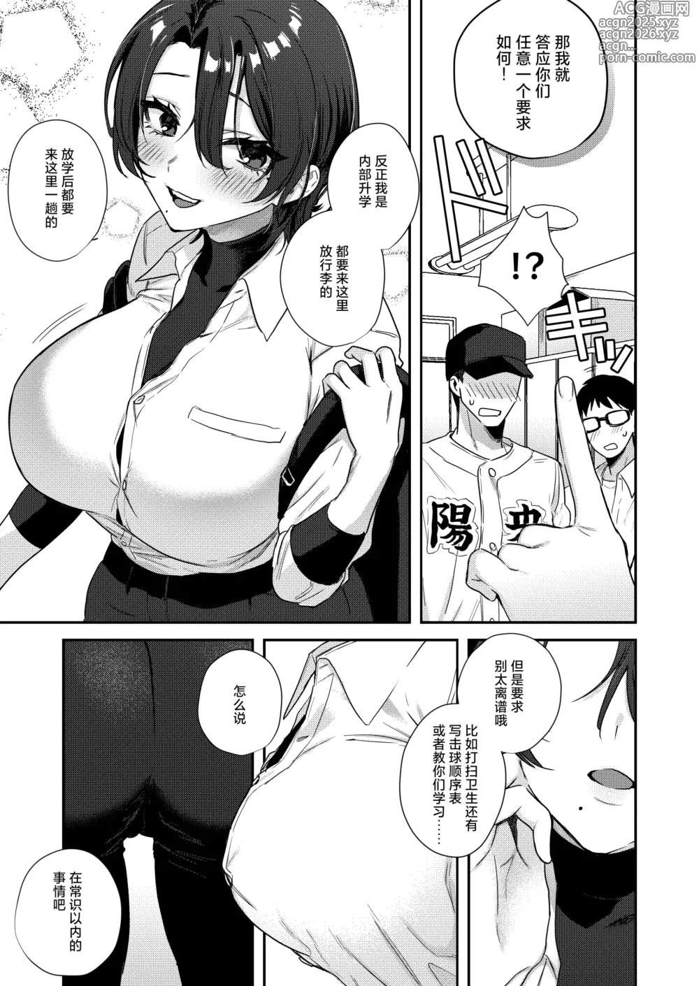 Page 11 of doujinshi Yakyuu-bu Buchou wa Onnanoko -Onanie Daisuki TS Kyonyuu Buchou ni Renzoku