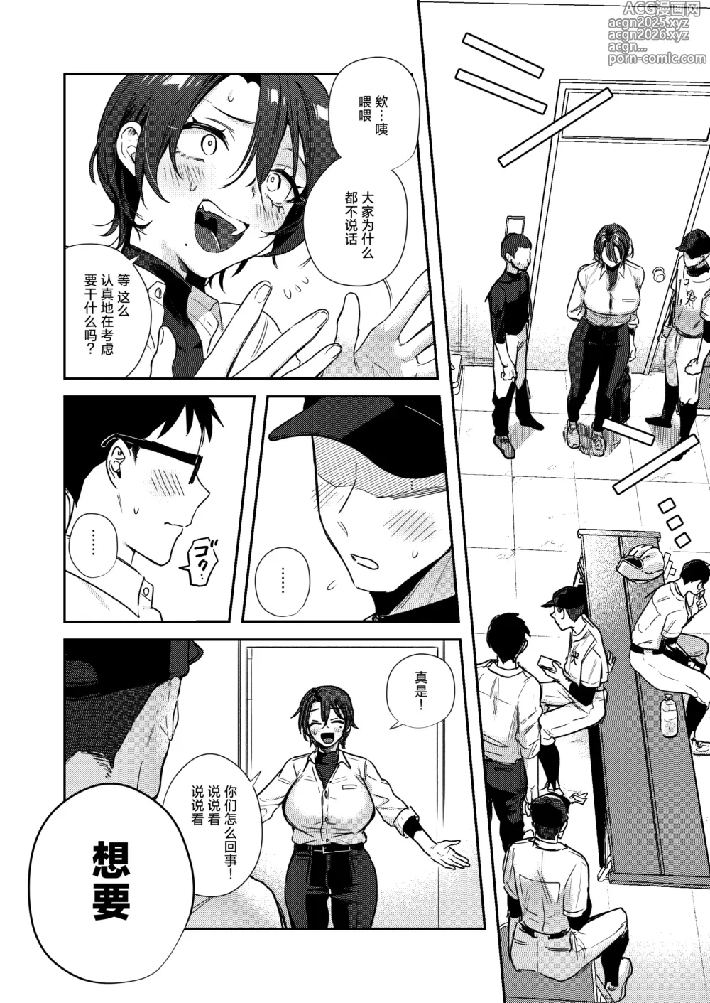 Page 12 of doujinshi Yakyuu-bu Buchou wa Onnanoko -Onanie Daisuki TS Kyonyuu Buchou ni Renzoku