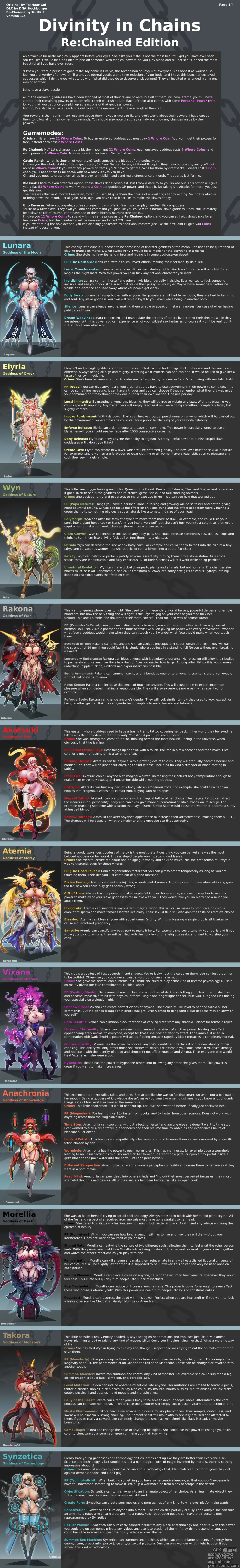 Page 1 of imageset Divinty in chains original and rechained CYOA