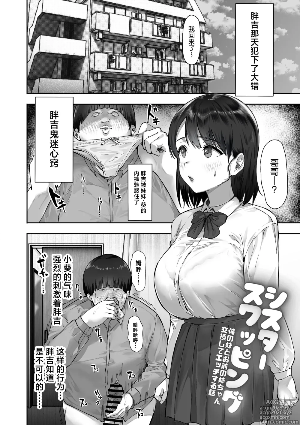 Page 2 of doujinshi Sister Swapping ~Ore no Imouto to Omae no Nee-chan Koukan Shite Ecchi Suru Hanashi~
