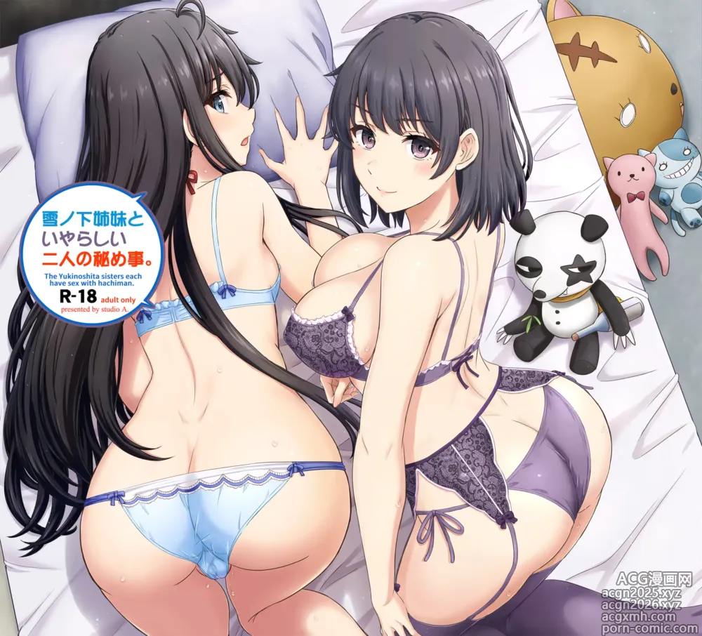 Page 1 of doujinshi Yukinoshita Shimai to Iyarashii Futari no Himegoto. - The Yukinoshita sisters each have sex with hachiman.