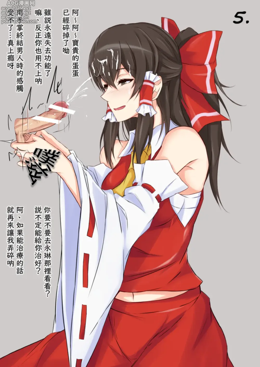 Page 5 of imageset （渡良瀬ぴろ）玉潰し霊夢 & 博霊神社に睾丸を & 靈夢雜圖翻譯（不知何人漢化）