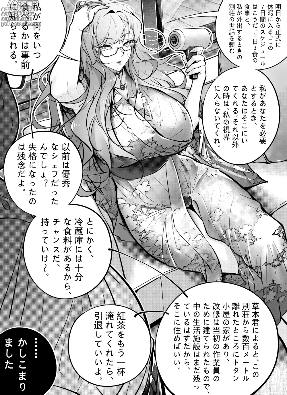 Page 6 of doujinshi 7-nichikan de, Gouman na Joushi o Jibun dake no Nikubenki ni Kaerou
