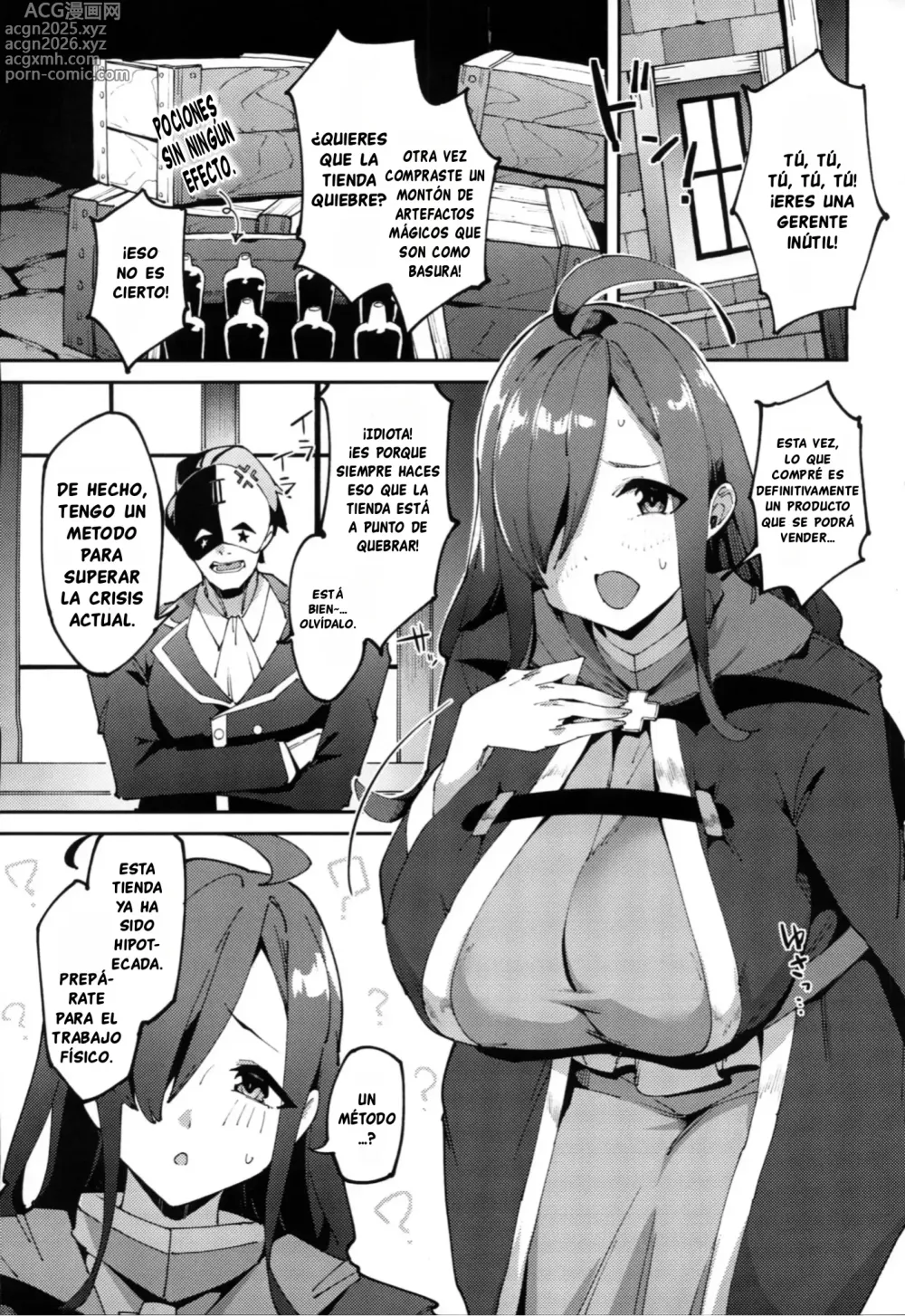 Page 2 of doujinshi ¡Hagámosle una Broma Pesada a Esta Desastroza Dueña de Tienda!