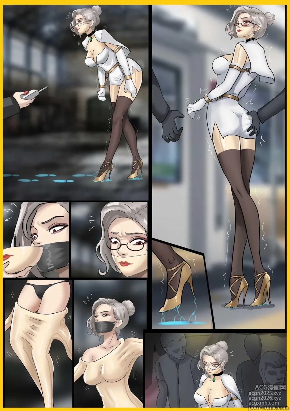 Page 1 of doujinshi 《完美的伪装拘束 》美女被精密道具伪装拘束 被迫拘束行走 被路人肆意玩弄无法反抗