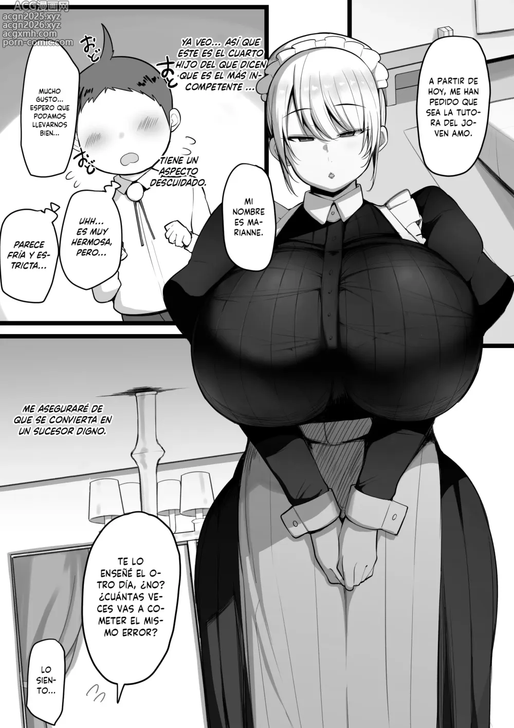 Page 2 of doujinshi ¡No Hay Manera de que Alguien Como yo Caiga Ante un Joven Amo Fracasado Cuyo Único Mérito es Tener un Pene Impresionante!