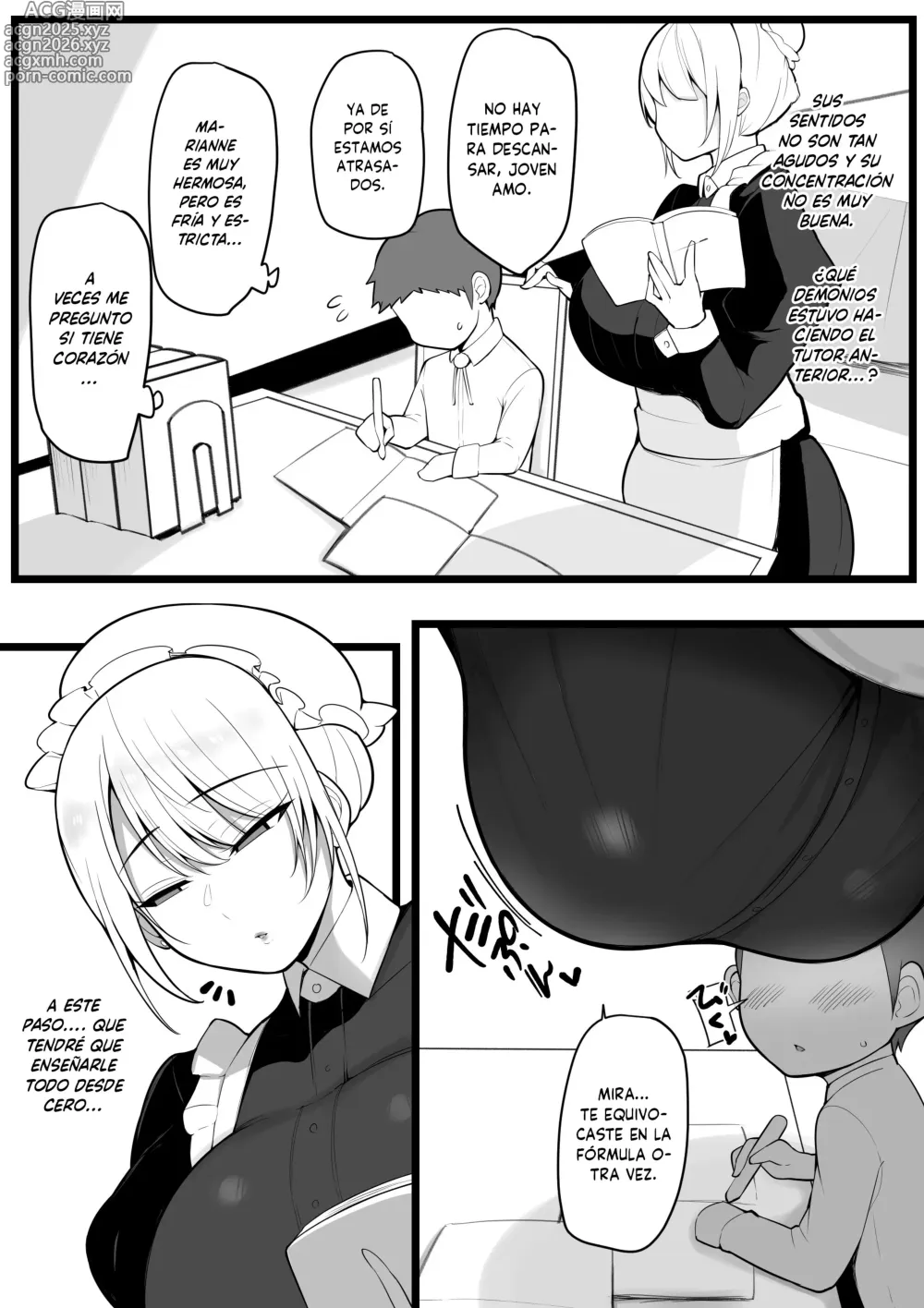 Page 3 of doujinshi ¡No Hay Manera de que Alguien Como yo Caiga Ante un Joven Amo Fracasado Cuyo Único Mérito es Tener un Pene Impresionante!