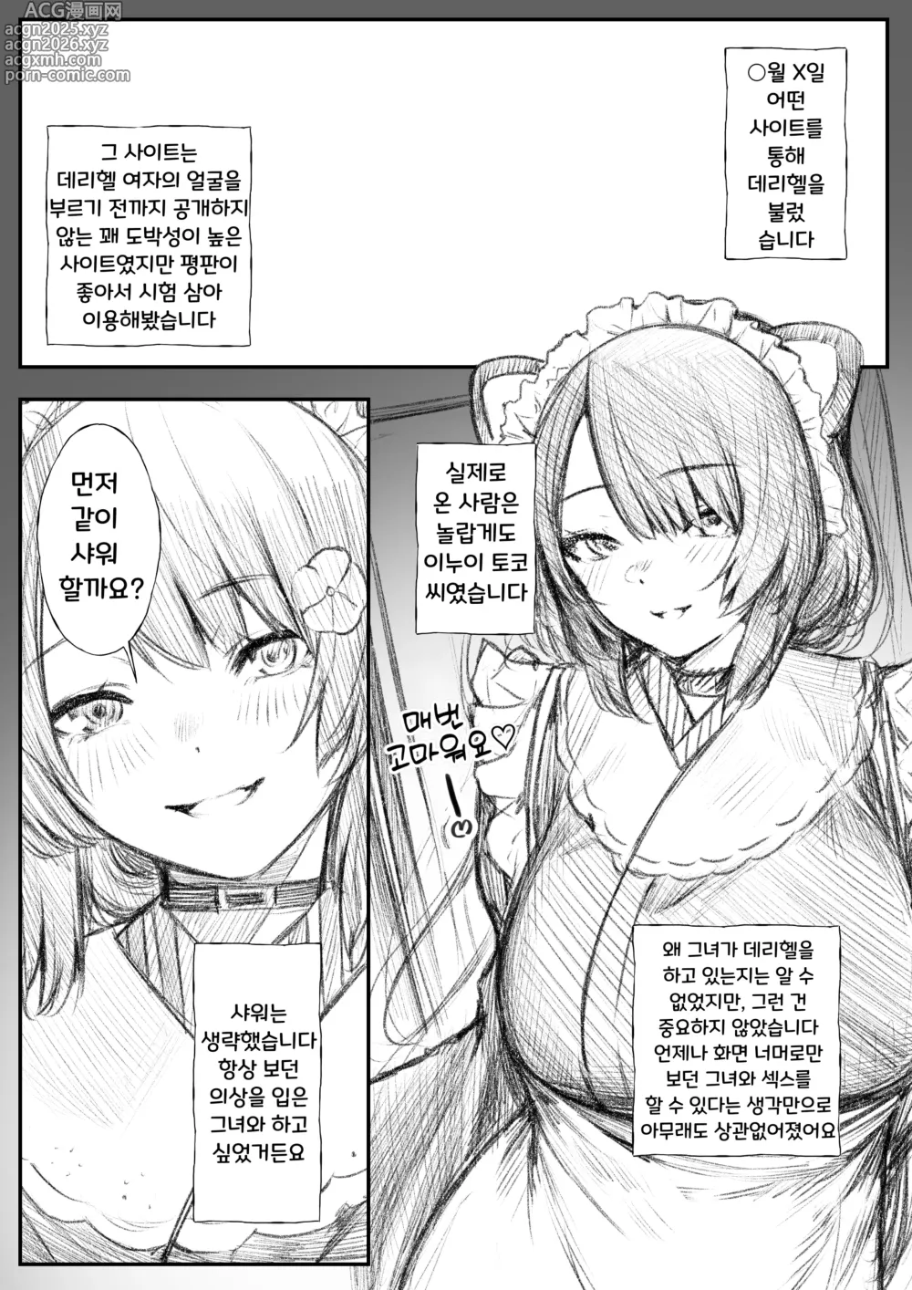 Page 1 of doujinshi 데리헬 리포트 스타일의 Ini