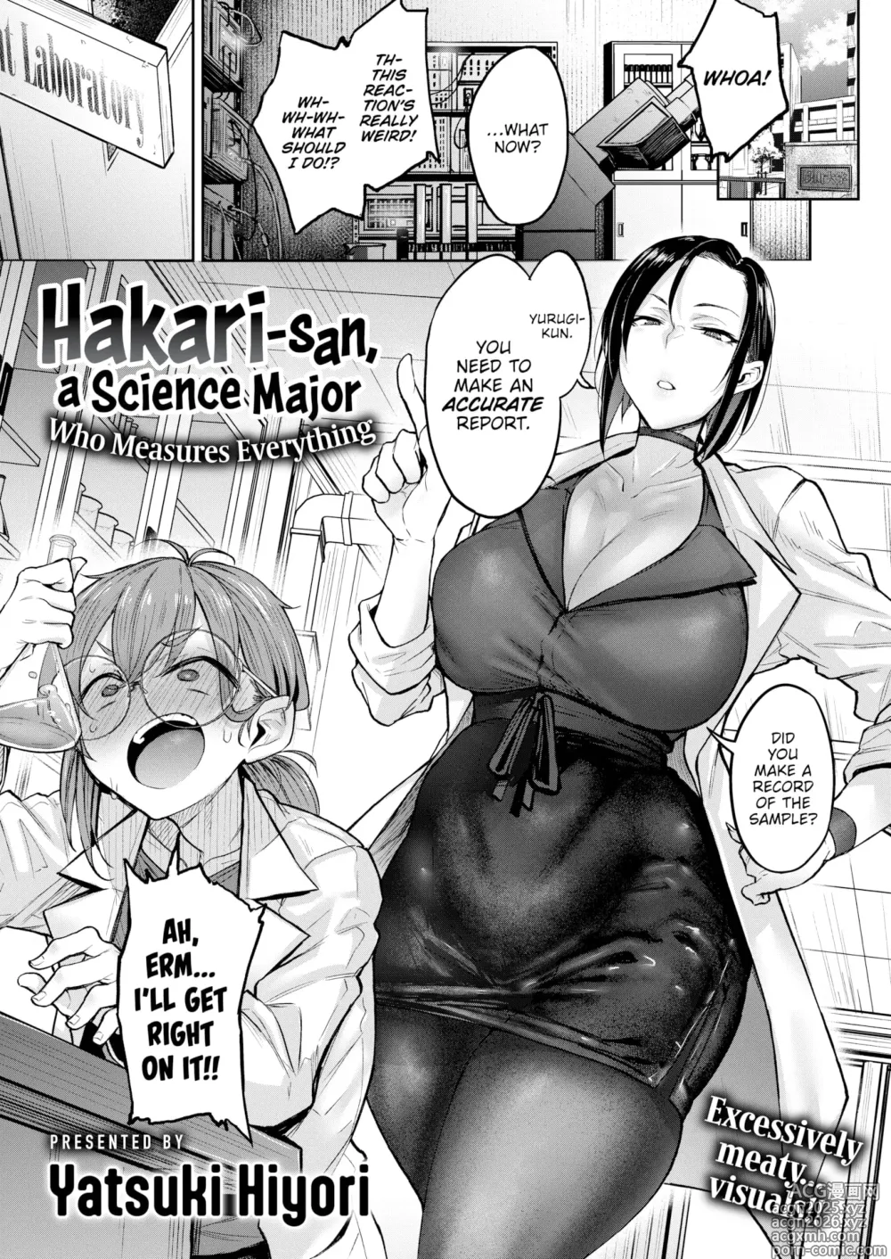 Page 1 of doujinshi Hakari-san, a Science Major Who Measures Everything