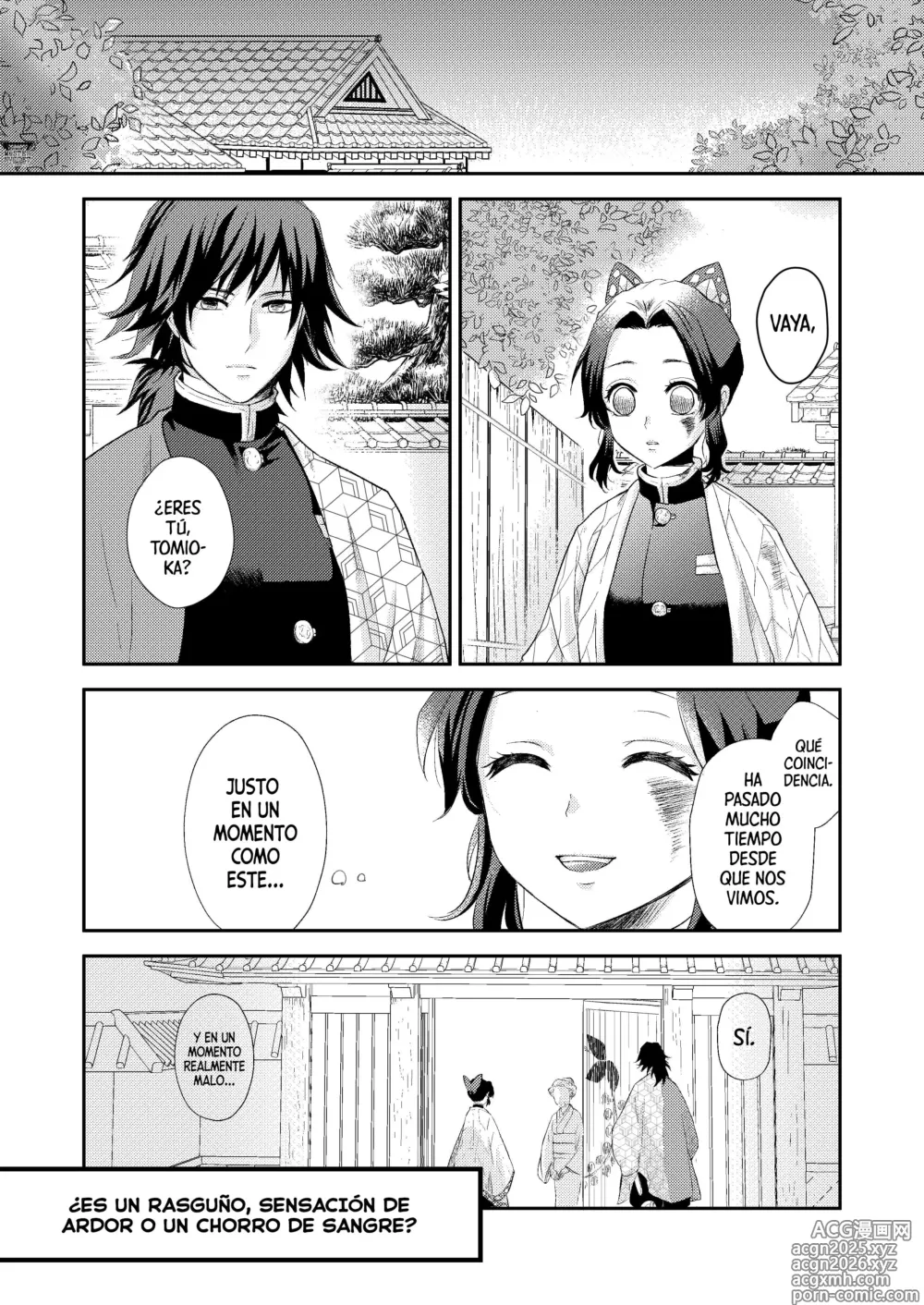 Page 2 of doujinshi ¿Es Un Rasguño, Sensación de Ardor o Un Chorro de Sangre?