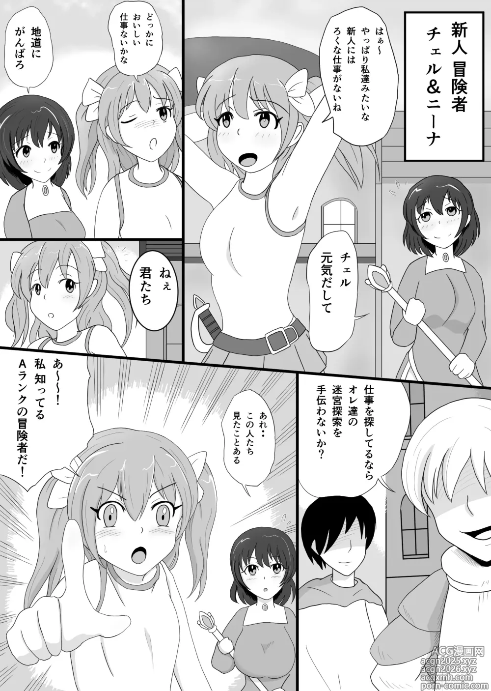 Page 3 of doujinshi Shinjin no Onna Boukensha Futari ga Veteran Boukensha ni Kairaku Ochi sareru