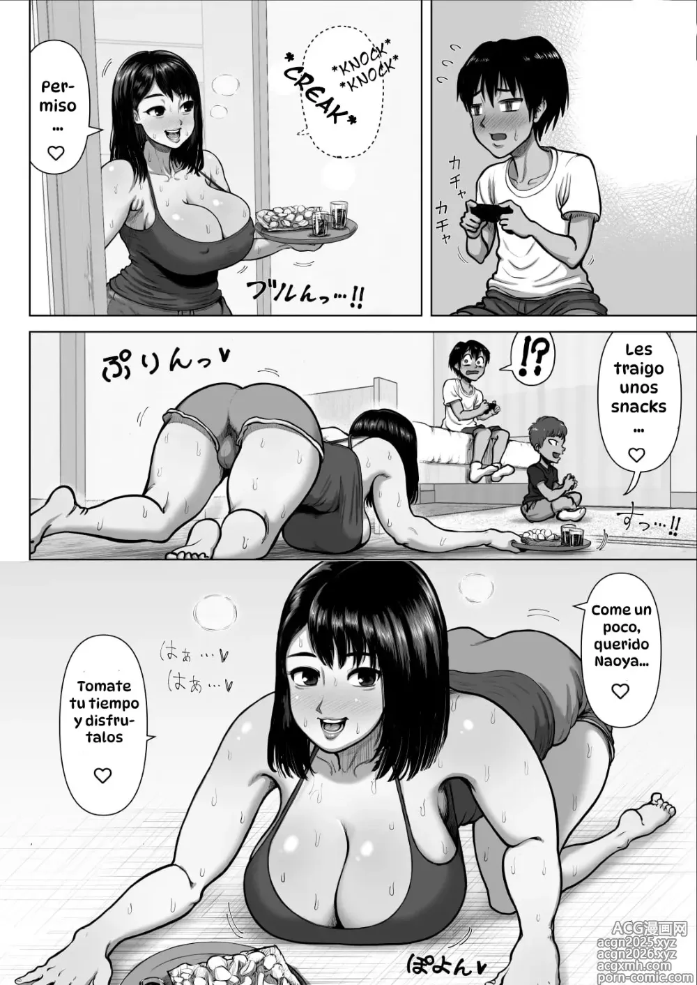 Page 4 of doujinshi Tomodachi no Mama ga Bakunyuu sugite...｜La Madre de mi Amigo Tiene unos Pechos Enormes...
