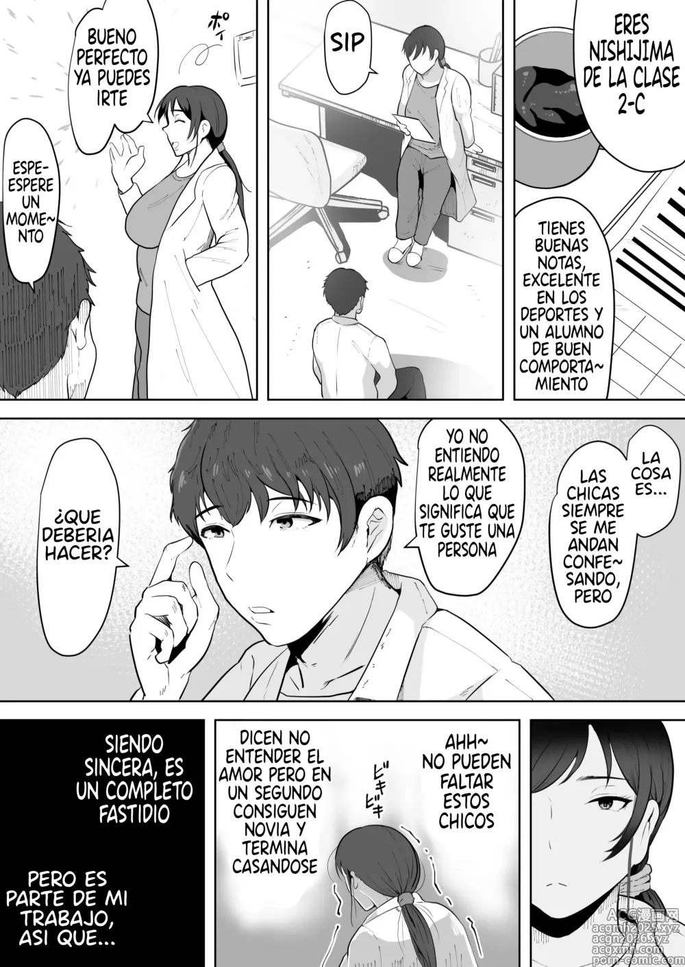 Page 6 of doujinshi Hoken no Sensei Shinobu, 37 Sai, K-Cup ~Sei ni Mezameta Toshima no Mesu~｜Shinobu-sensei, Enfermera Escolar de 37 Años, Copa K ~Una Madurita que Despertó su Sexualidad~