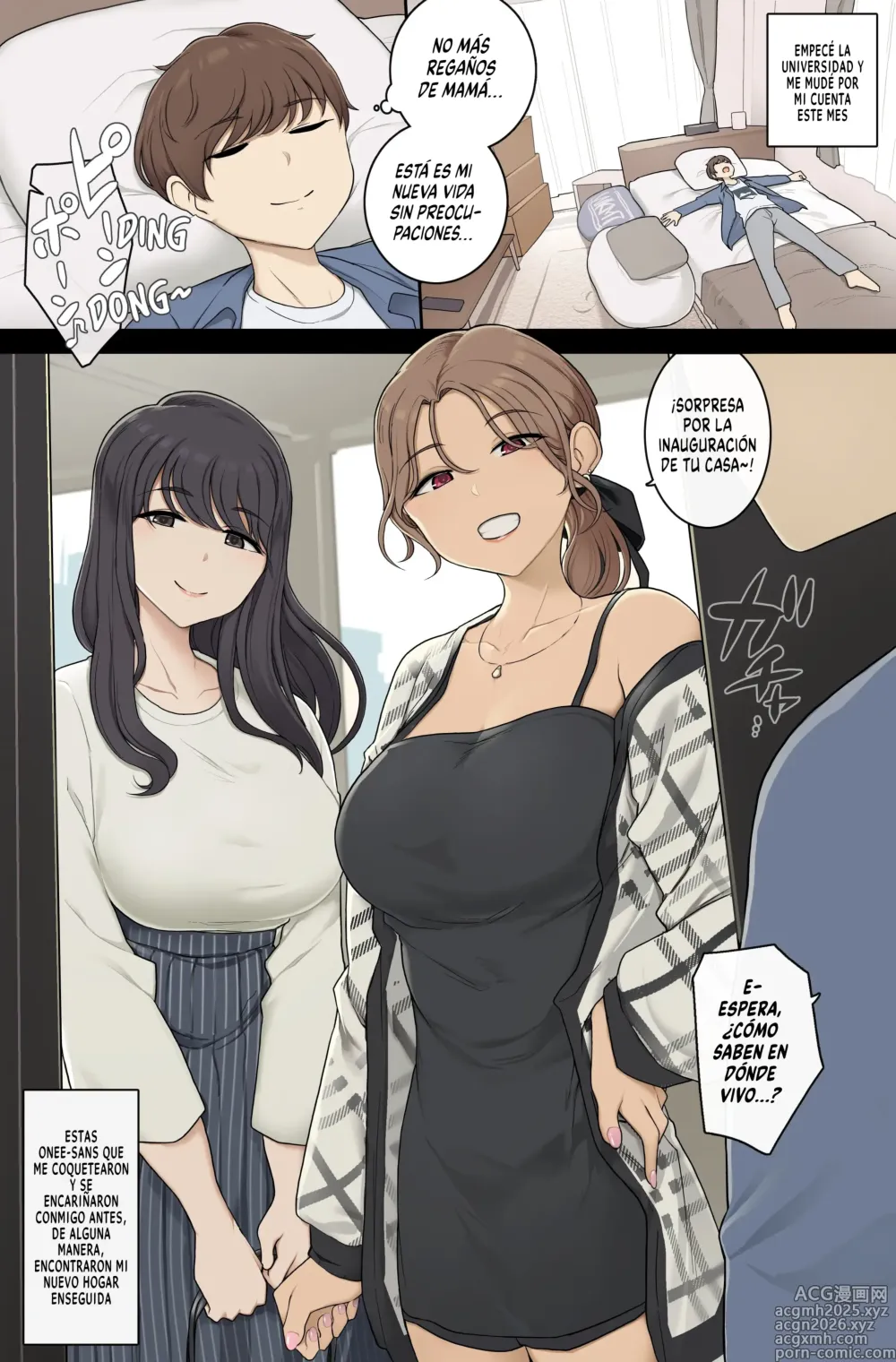 Page 1 of doujinshi Las Onee-sans Altas Y Tetonas Convierten Mi Nuevo Hogar En Su Habitación Sexual
