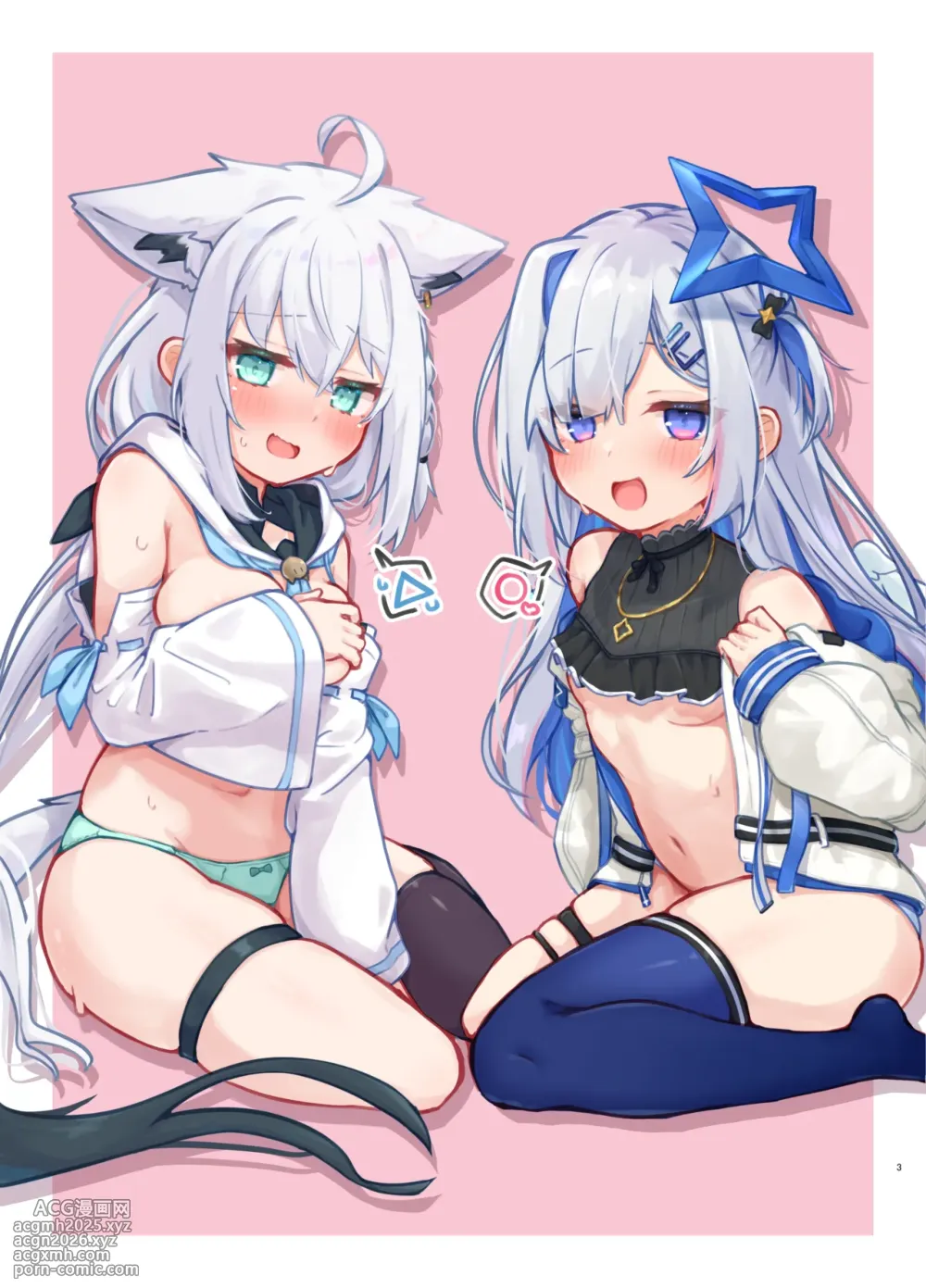 [Tomiyoka Seishijou (Tomiyo)] Oshi o Ecchi na Me de Miruna! (Shirakami Fubuki, Amane Kanata) [Digital] (Chinese) [不咕汉化组]-2